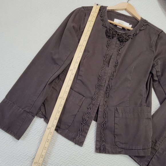 J. Crew Brown Jacket Classic Twill Chino Size 6 Ruffles and Flower - Picture 12 of 16